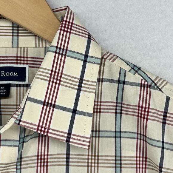 CLUB ROOM Shirt Mens M Palermo Plaid Button Up Refined Woven Winter Ivory NEW - Picture 4 of 16